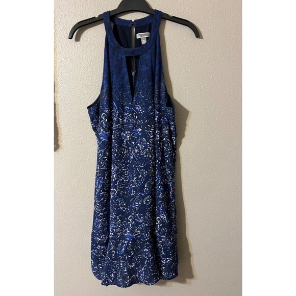 Chelsea28 Purple Blue White Keyhole Front Back A Line Washable Dress L Large - Picture 7 of 7